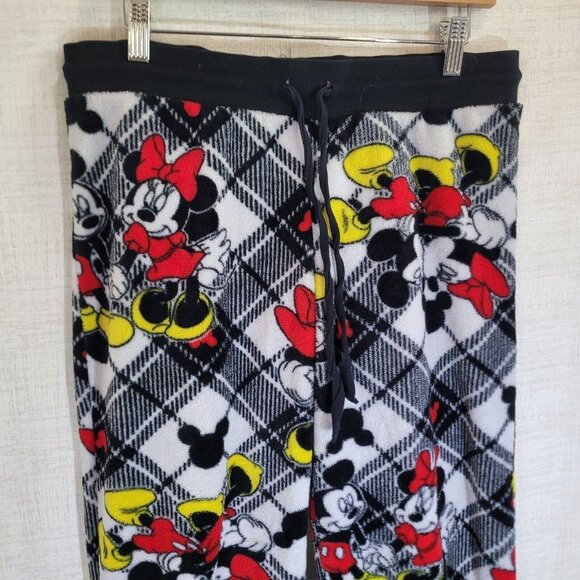 Disney Sweatpants Womens Medium Black Fleece Drawstring Mickey Mouse Pajamas - Picture 3 of 7